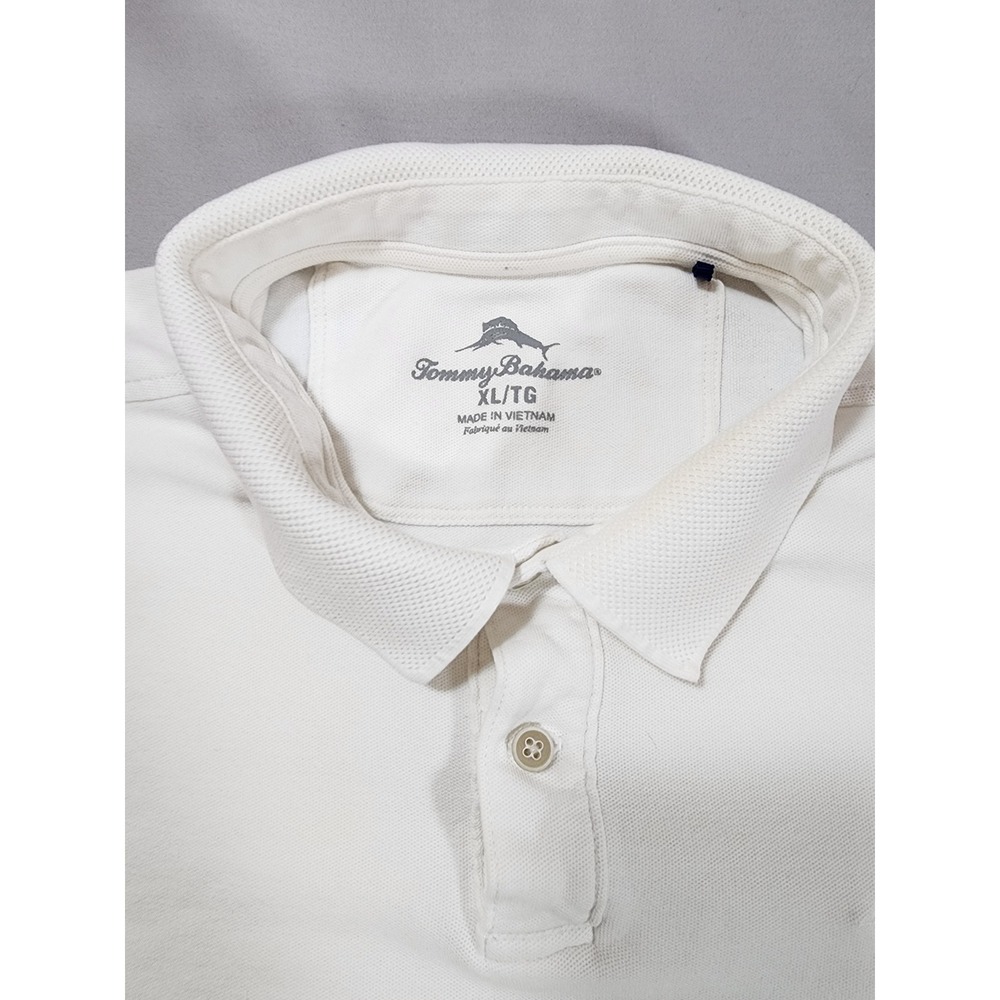 Tommy Bahama Mens XL White Pique Short Sleeve Polo Shirt Marlin Logo Casual - Picture 3 of 14
